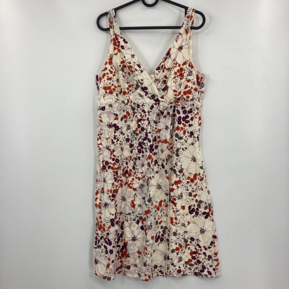 Patagonia White Orange Purple Floral Wrap Mini Dress